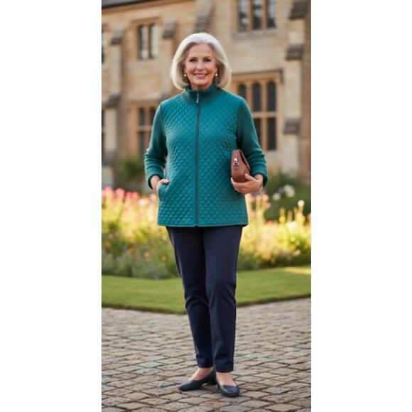 For Cynthia Jackets & Blazers - For Cynthia Full-Zip Quilted & Sweater Jacket